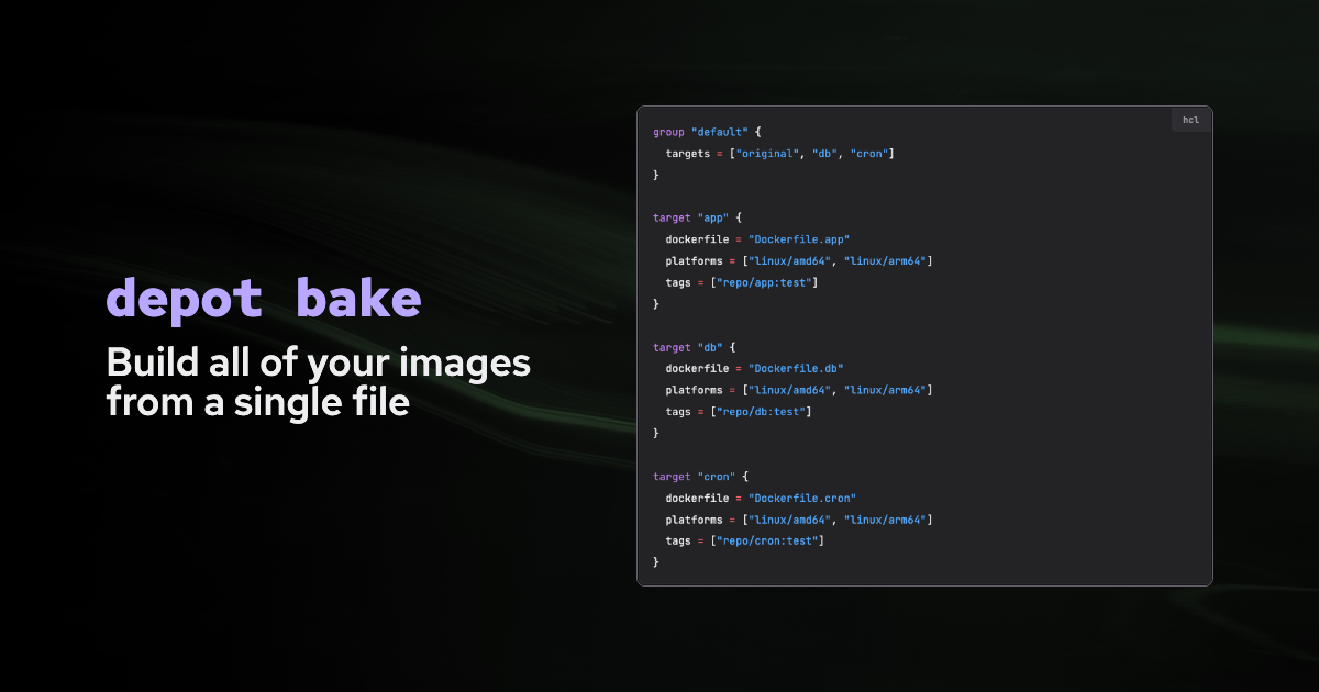 Build all of your Docker images concurrently from a file with bake banner