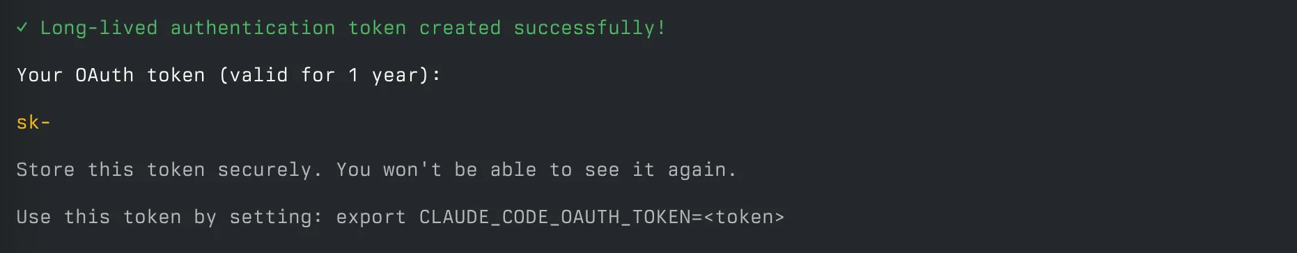 Claude Code OAuth token