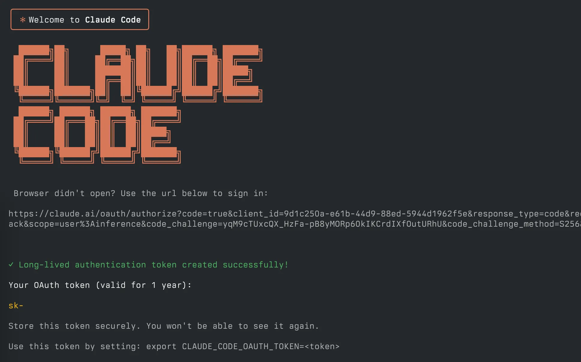 Claude Code OAuth token