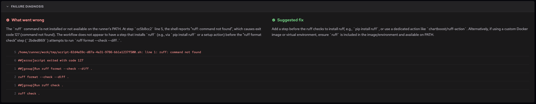 Depot CI failure diagnosis