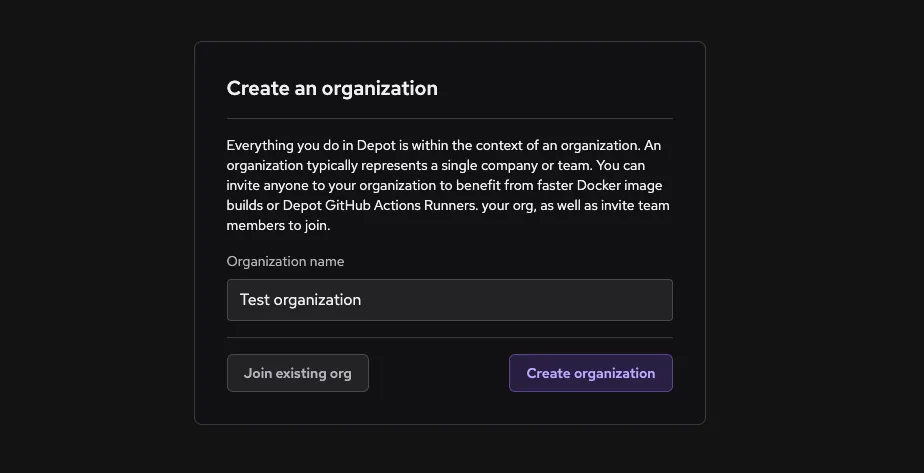 Create a Depot organization